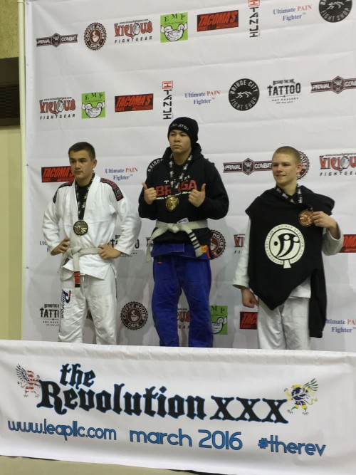 Hunter Harrington taking 3rd in Gi in the Revolution Tournament on March 5th, 2016